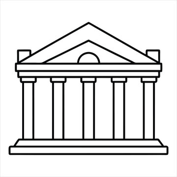 recommend clip art: The theater building with columns line art vector