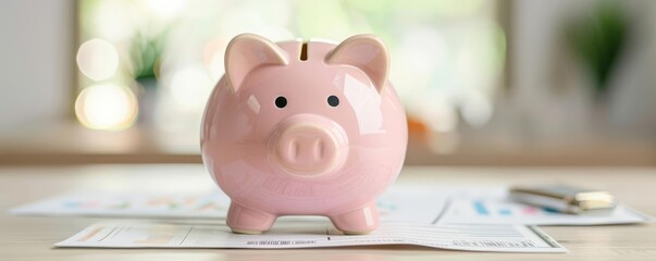 Debt Credit child piggy bank parental bill illustrate family