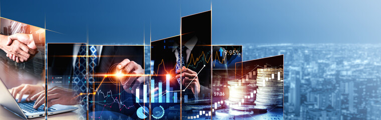 Futuristic business digital financial data technology concept for future big data analytic and...