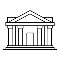 The theater building with columns line art vector