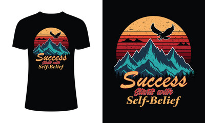 Success Starts with Self-Belief-1 Vintage t-shirt design vector