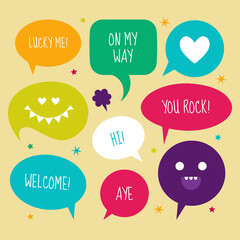 Cute vector speech bubble colorful set