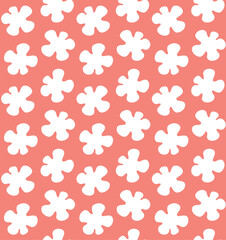 Vector seamless pattern of groovy flower silhouette