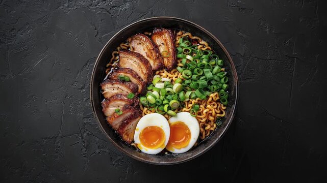 Delicious Ramen with Pork Belly and Soft-Boiled Eggs