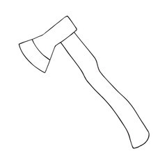 Vector hand drawn sketch doodle outline axe isolated on white background