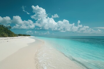 Fototapeta premium Tranquil turquoise ocean gently lapping on a secluded tropical beach