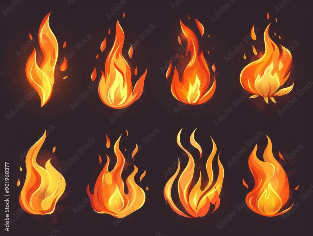 Wall mural fire flames black background