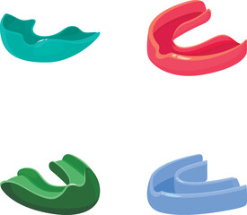 Set of four vibrant, vectorrendered cartoon fortune cookies in different colors