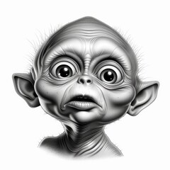Illustration Of An Alien Face, White Background, Vector Illustration