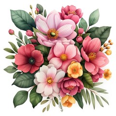 Obraz premium Watercolor Floral Bouquets, Hand-Painted Flowers, Illustration