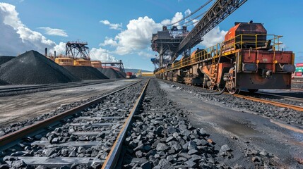 Obraz premium A train is pulling a car full of coal