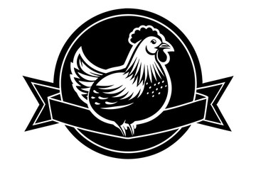  Chicken logo or label. Farm animal symbol vector 