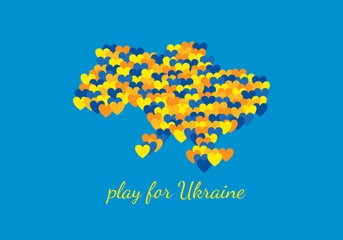 Obraz premium Ukraine from hearts. Associative illustration of peace, love and prosperity of the country. Drawing in blue and yellow colors for Independence Day, Flag Day of Ukraine for decoration and printing.