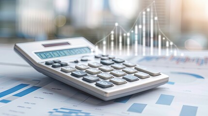 A business professional interacts with a smartphone while surrounded by digital data visualizations in a modern office setting