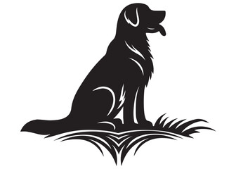 silhouette of a dog, dog vector silhouette illustration, black and white dog Silhouette, simple dog logo design icon, dog logo icon template vector illustration