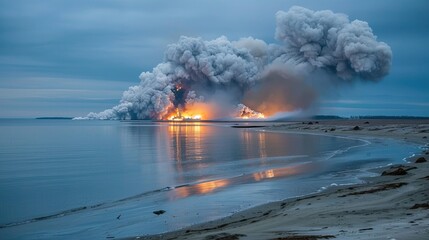 Obraz premium A rocket ascends powerfully into the vast night sky, leaving a trail of fiery exhaust, surrounded by a stunning display of stars