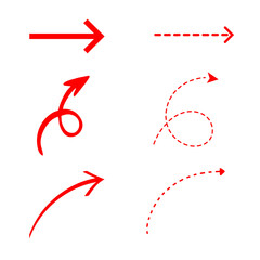 Red Arrow Icon Set on White Background PNG