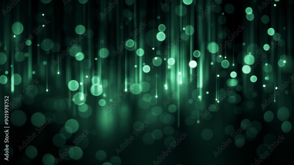 Poster Green bokeh light abstract vertical lines background