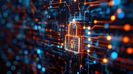 Cyber security lock protecting digital data on circuit board