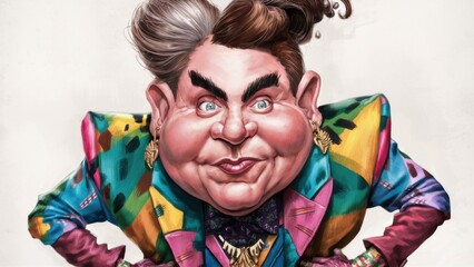 Fototapeta premium A cartoon of a man in colorful clothing with his arms crossed, AI