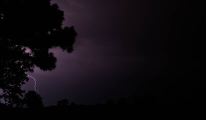 Thunderstorms and lightning at night.