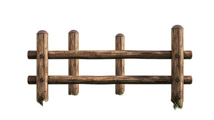 Wooden fence with a rounded top isolated on a transparent background cutout