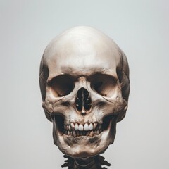 Obraz premium Realistic Human Skull Model Displayed in a Well-Lit Indoor Space During Daytime