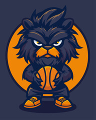 Grizzled Bear Basketball Mascot Logo