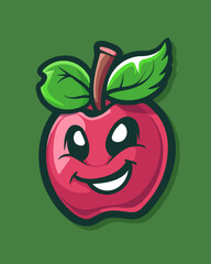 Happy Apple Mascot - Cute Fruit Character Logo