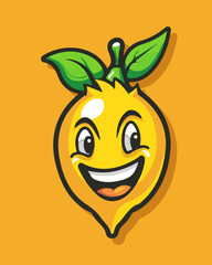 Grinning Lemon Mascot - Happy Fruit Character Logo