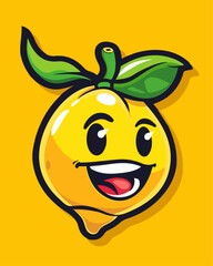 Happy Lemon Mascot - Cute Smiling Fruit Character