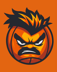 Furious Basketball Head Mascot Logo