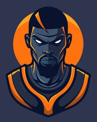 Intense Basketball Player Face Logo