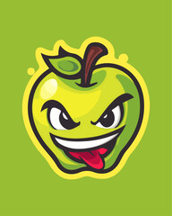 Mischievous Green Apple Mascot Logo