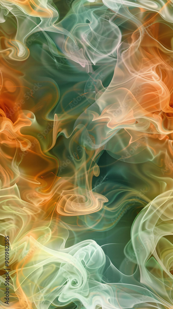 Poster Digital rendering creating a seamless pattern of colorful smoke
