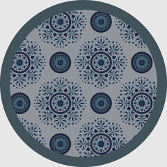 Round islamic motifs pattern carpet print