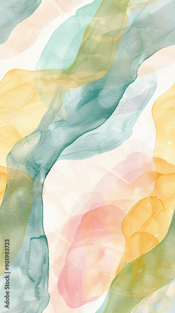 Poster pastel colors blending into fluid shapes in an artistic background