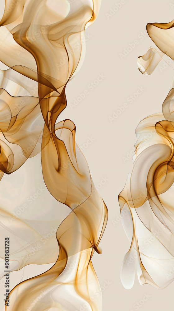Aufkleber abstract beige background with flowing golden and white waves