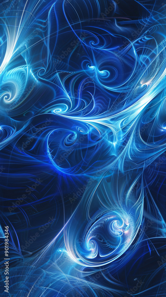 Poster Blue abstract swirls intertwine, evoking a feeling of movement and dimension