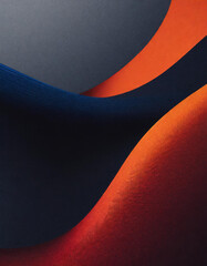 Abstract Gradient Waves. Dark Blue and Vibrant Orange Curves in a Dynamic, Textured Sand-like Surface. Vertical Banner Wallpaper Background With Copy Space