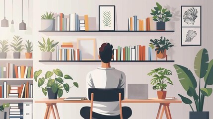 Fototapeta premium Calm and organized study space, Mental health, Focus and mental clarity