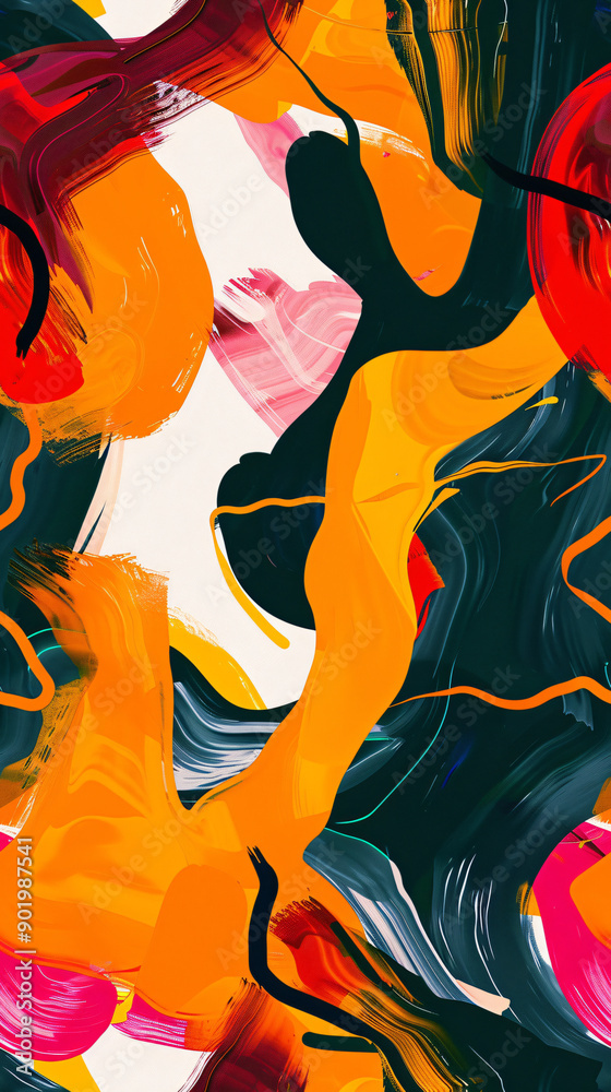 Fototapete bold brushstroke abstract background in a seamless pattern, ideal for infusing a modern artistic fla