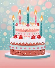 Two-Tier Birthday Cake With Candles