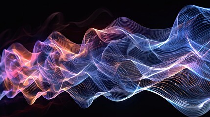Fototapeta premium Mesmerizing Sound Waves Undulating and Intersecting in a Colorful Design at Night