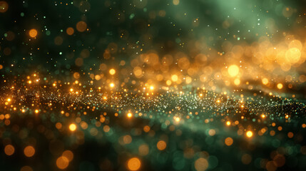 Dark green and gold Abstract background and bokeh on New Year's Eve