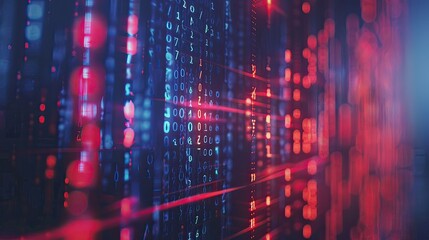 Colorful Digital Data Stream With Binary Code in Abstract Form