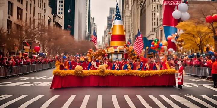 Macy's parade day in New York. Thanksgiving celebration.