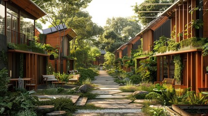 Low-Impact Housing Design A community of low-impact houses designed with sustainability in mind