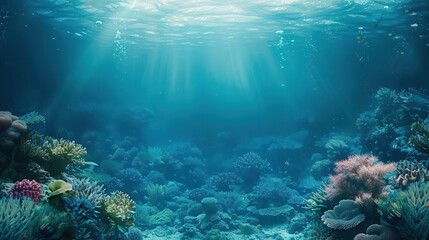 Fototapeta premium Underwater scene showcasing diverse marine life