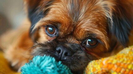 Brussels Griffon with a toy